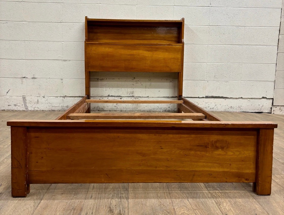 Vintage Twin Size MCM Mid Century Modern Maple Bookcase Bedframe