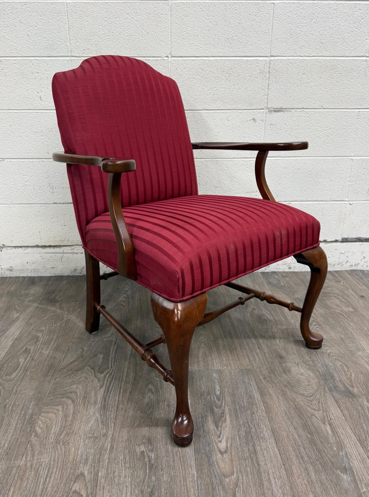 Vintage 1995 Ethan Allen Queen Anne Wingback Lounge Chair with Ottoman