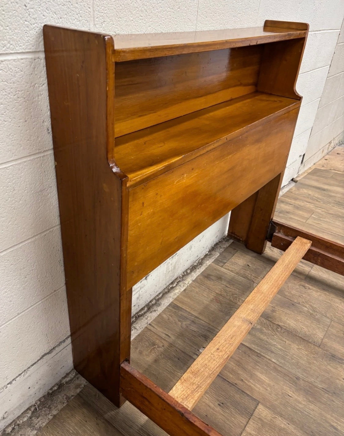 Vintage Twin Size MCM Mid Century Modern Maple Bookcase Bedframe