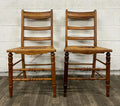 Vintage Colonial Style Ladderback Cane Seat Dining Chairs - Pair