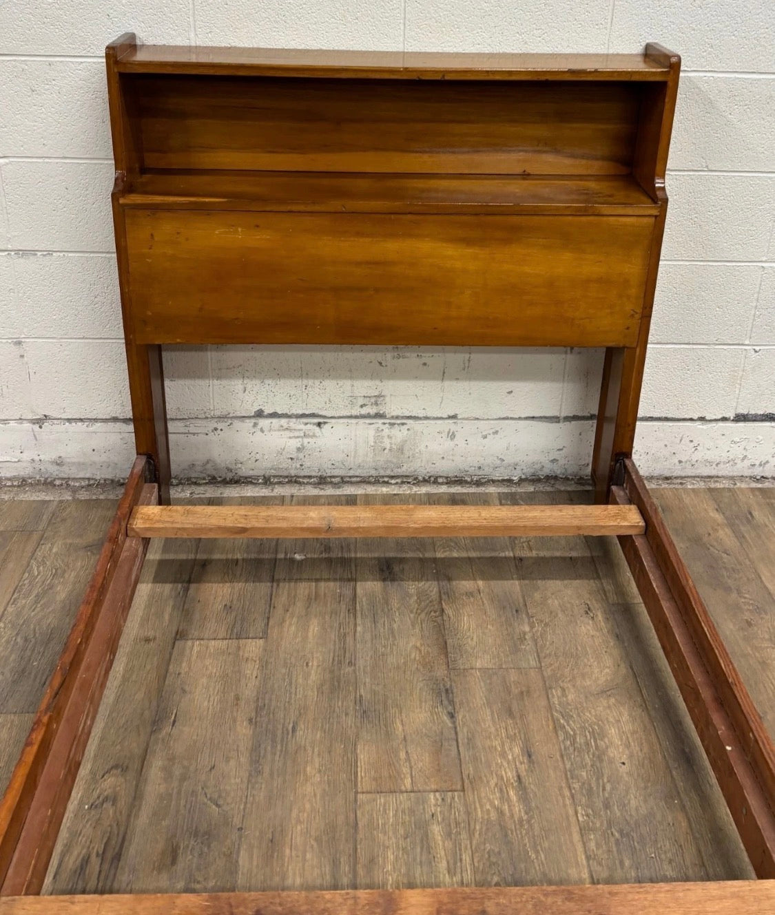 Vintage Twin Size MCM Mid Century Modern Maple Bookcase Bedframe