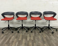 Cape Furniture Modern Black and Red Swivel Rolling Chairs - Set of 4