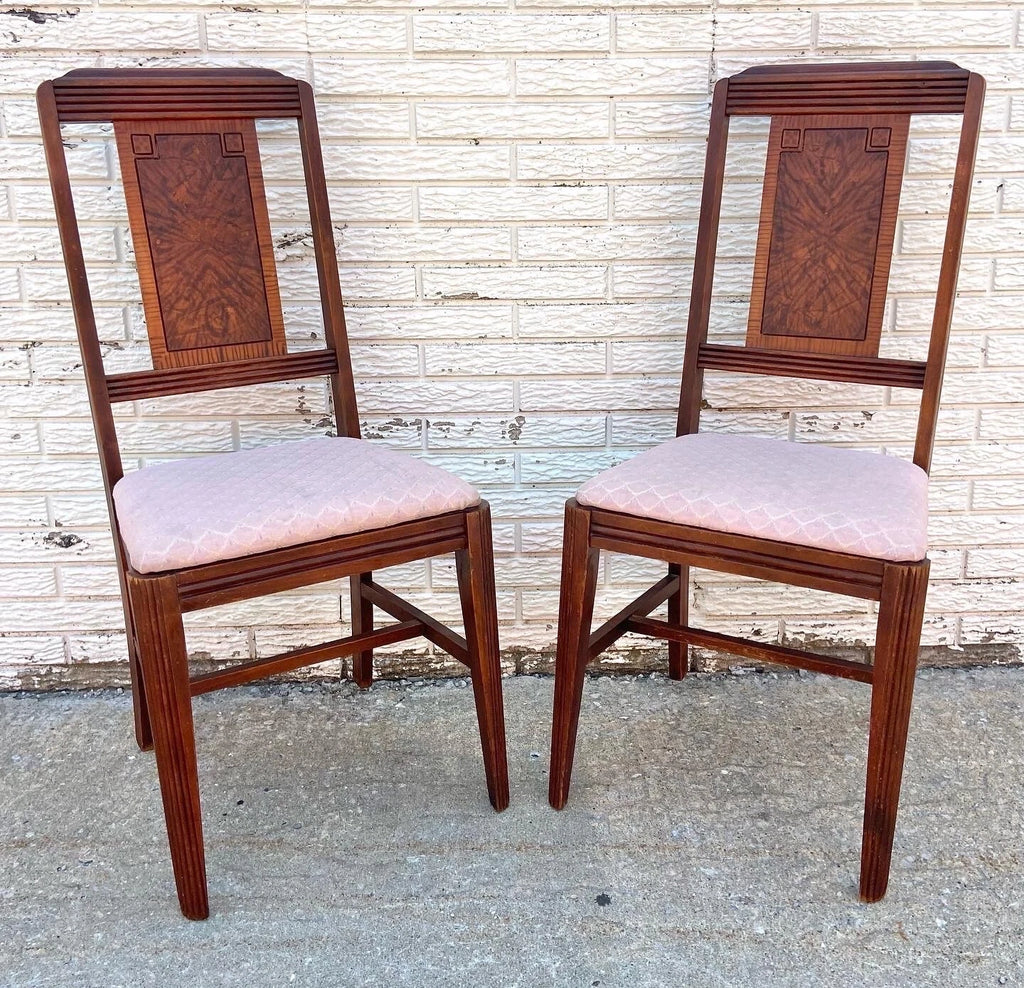Vintage Burled Mid Century Art Nouveau Style Chairs