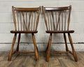 Antique Early American Style Solid Maple Spindle Back Dining Chairs - Pair