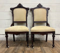 Antique Victorian Eastlake Style Carved Parlor Chairs Side Chairs - Pair