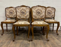 Vintage Louis XV Style Upholstered Tapestry Dining Chairs - Set of 6