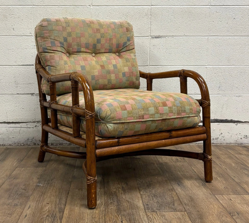 Vintage Ficks Reed Mid Century Modern MCM Rattan Armchair Lounge Chair Lounger