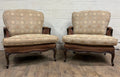 Vintage French Country Louis XV Style Bergere Chairs - Pair