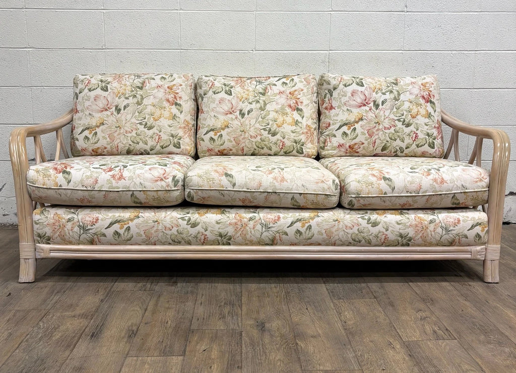 Vintage MCM Ficks Reed Style Organic Coastal Boho Style Rattan Sofa