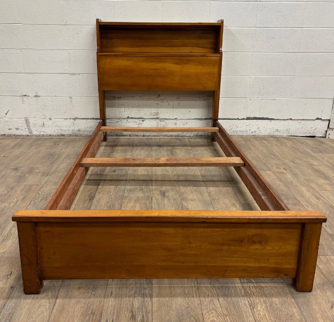 Vintage Twin Size MCM Mid Century Modern Maple Bookcase Bedframe