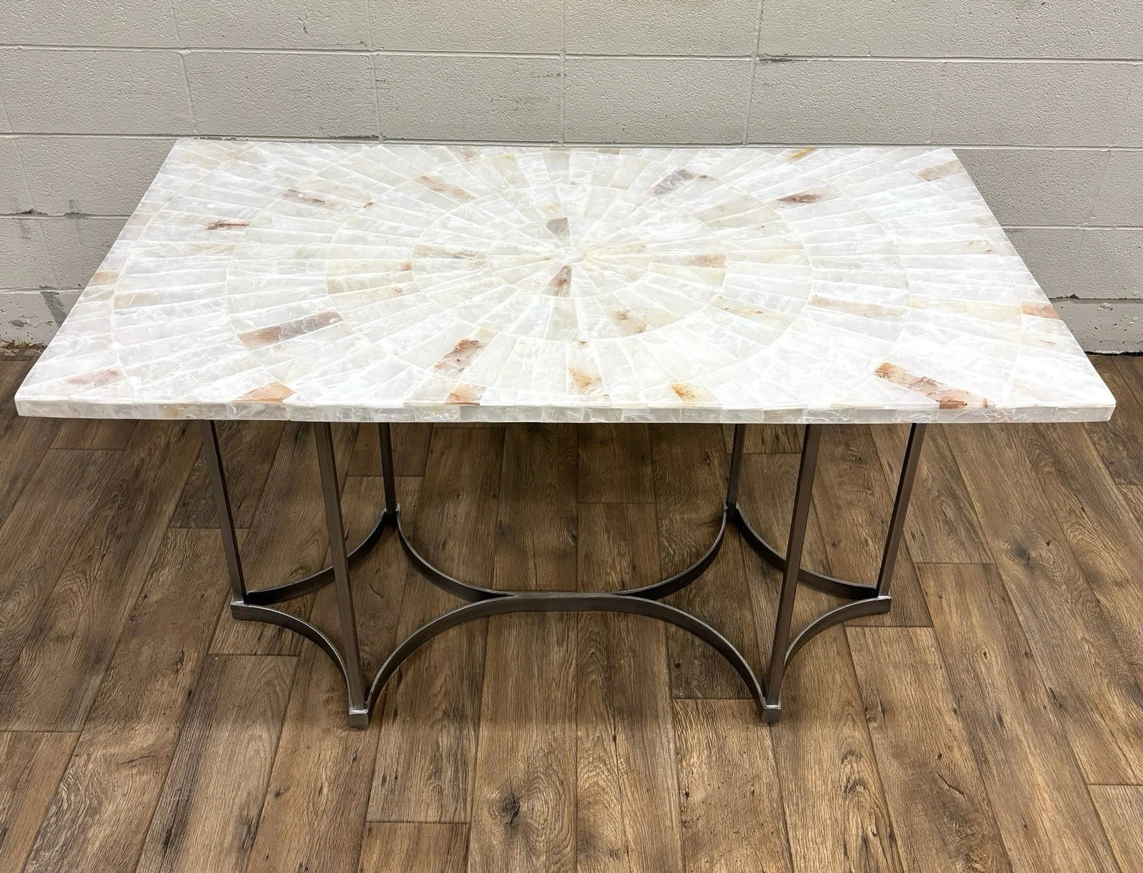 Vintage Hooker Furniture Co Selenite Mosaic Sunburst Dining Table Writing Desk