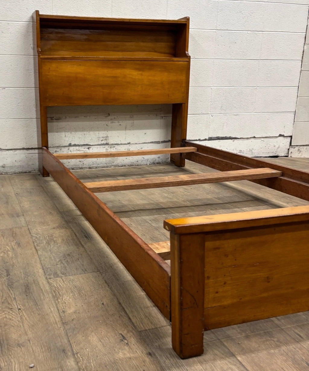 Vintage Twin Size MCM Mid Century Modern Maple Bookcase Bedframe
