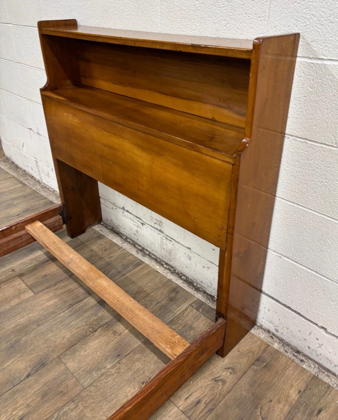 Vintage Twin Size MCM Mid Century Modern Maple Bookcase Bedframe