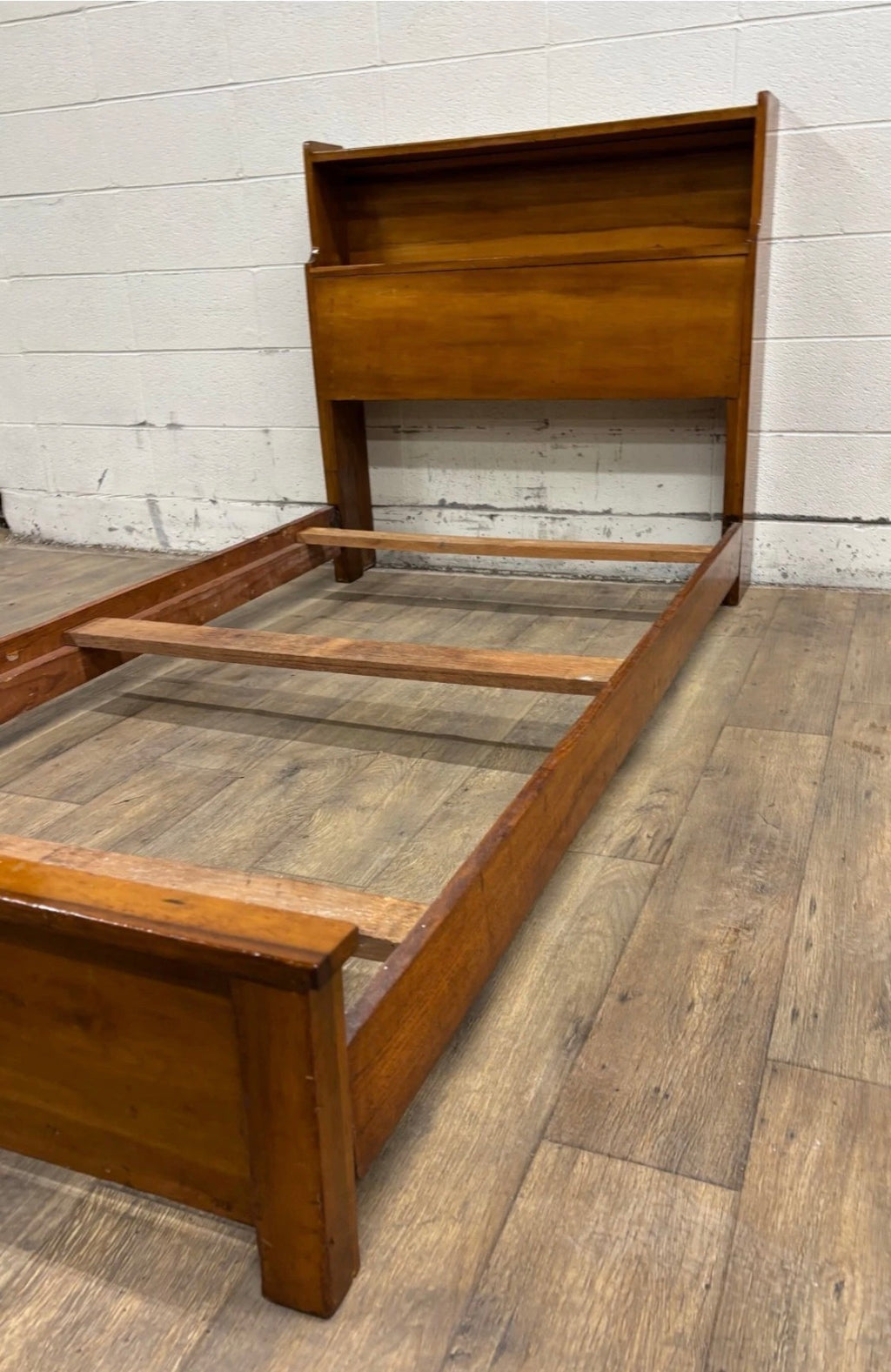 Vintage Twin Size MCM Mid Century Modern Maple Bookcase Bedframe