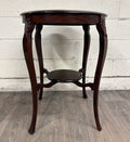 Antique Victorian Walnut Round Parlor Table Lamp Table
