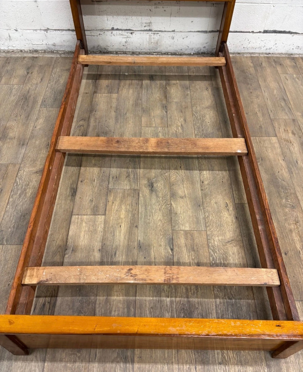 Vintage Twin Size MCM Mid Century Modern Maple Bookcase Bedframe