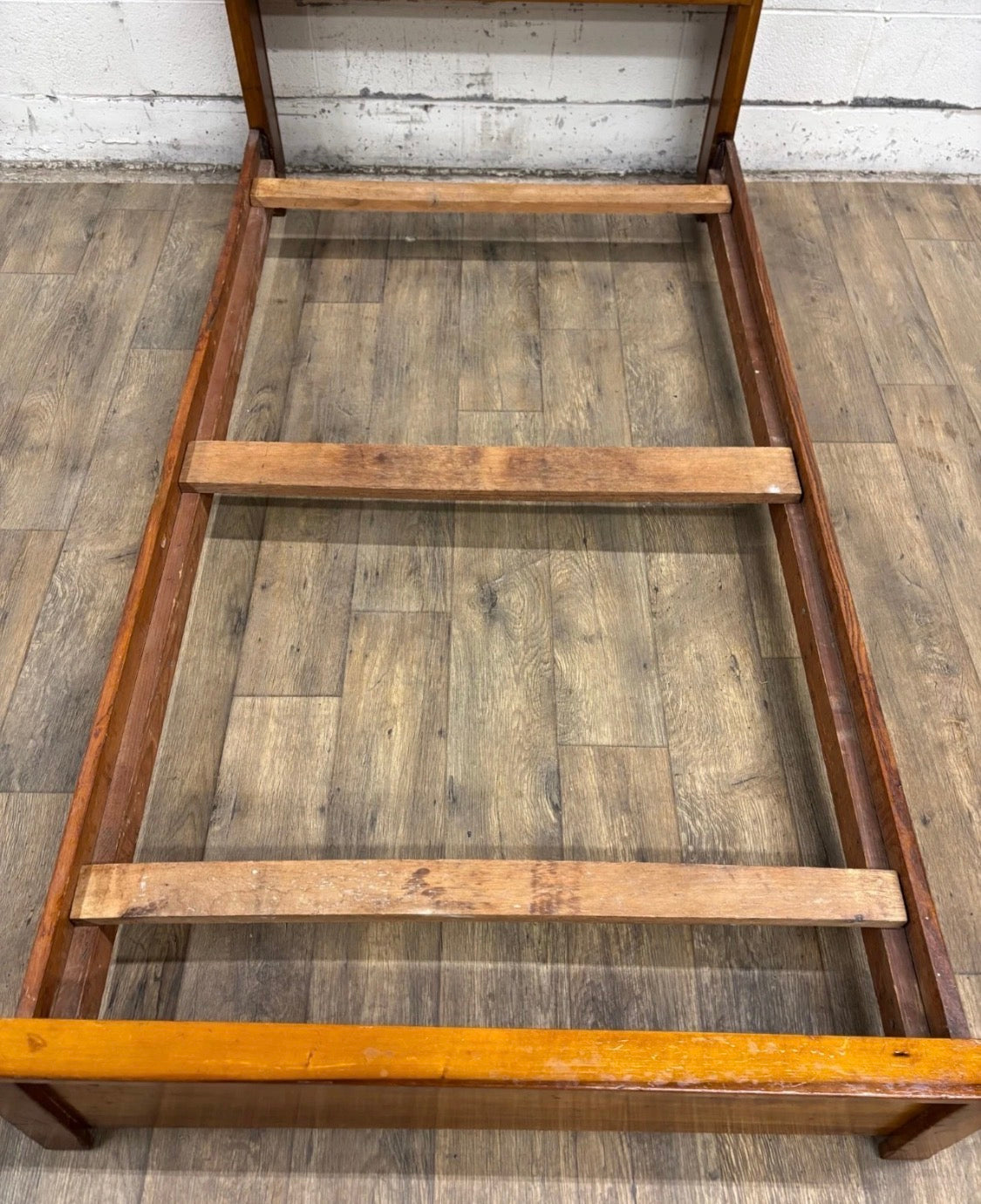 Vintage Twin Size MCM Mid Century Modern Maple Bookcase Bedframe