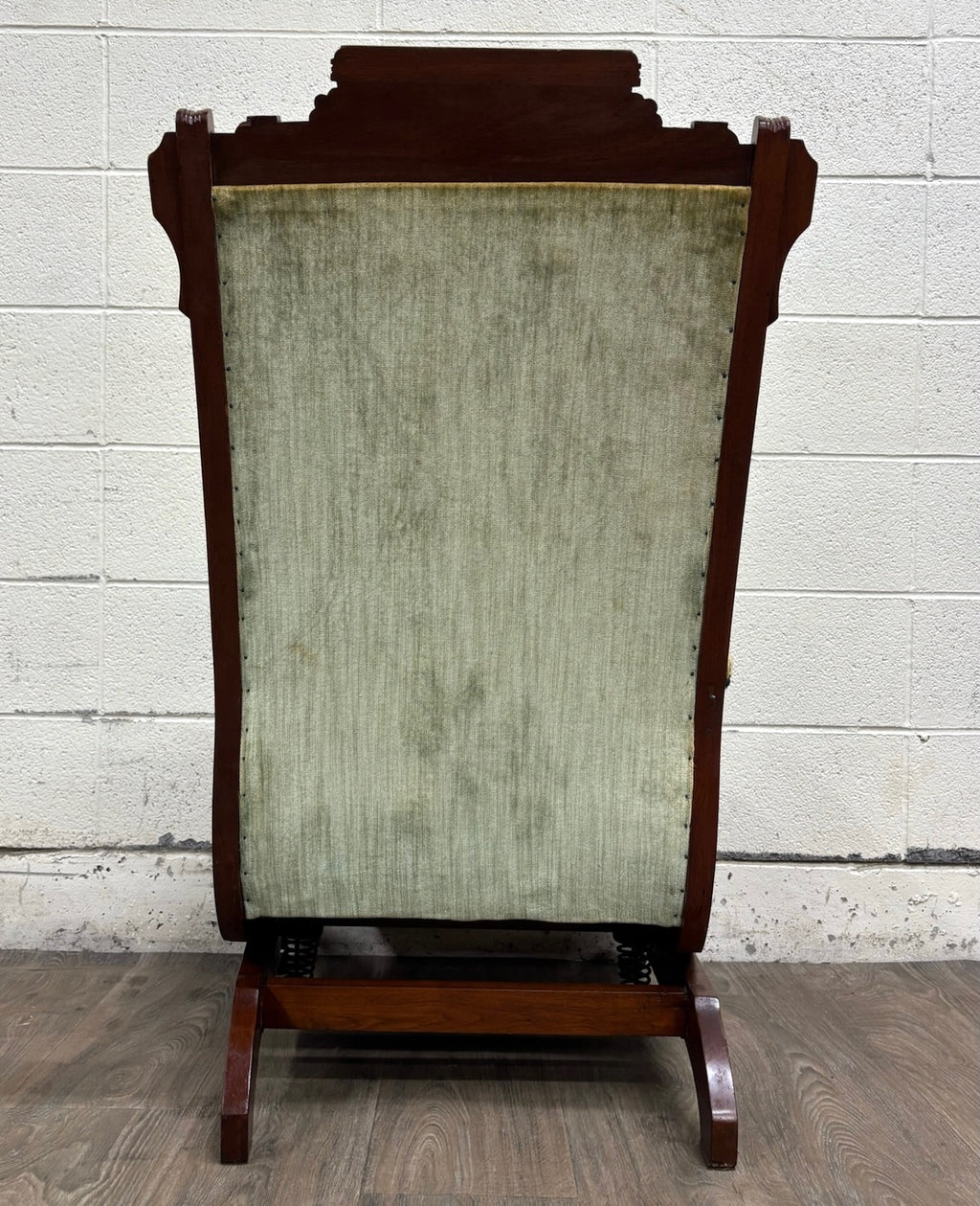 Antique Victorian Eastlake Carved Walnut Coil Spring Platform Rocking Chair