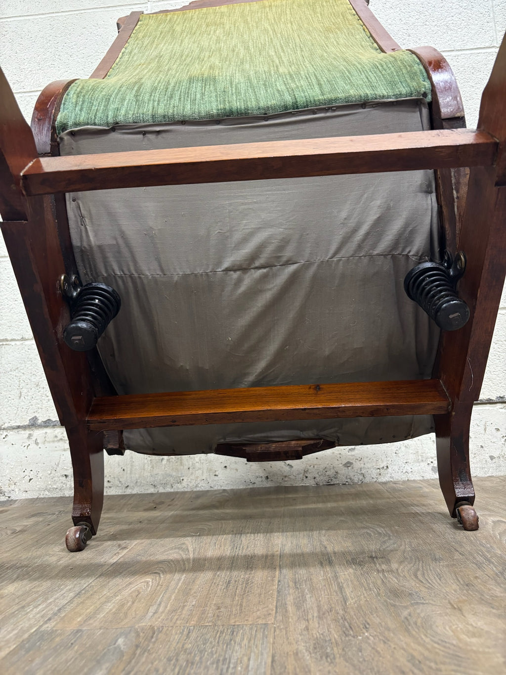 Antique Victorian Eastlake Carved Walnut Coil Spring Platform Rocking Chair