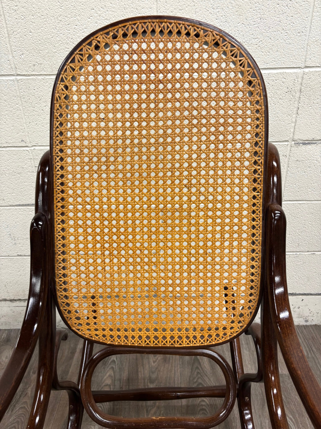Vintage Thonet Style Bentwood Beechwood Cane Seat Cane Back Rocking Chair