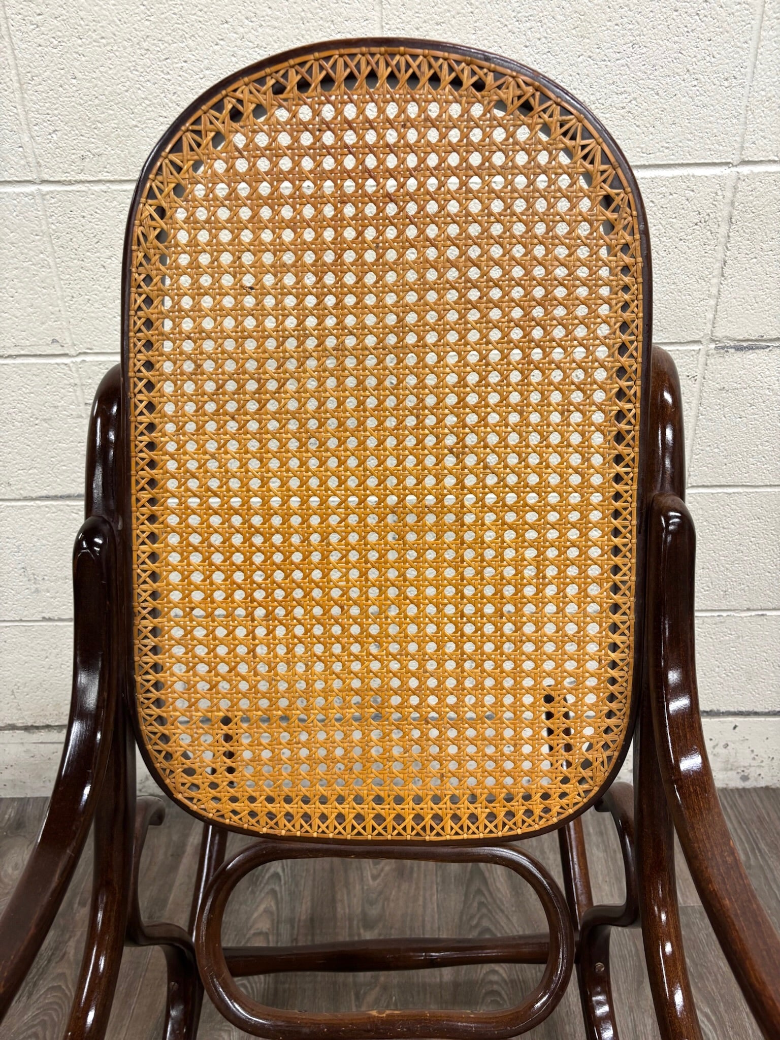 Vintage Thonet Style Bentwood Beechwood Cane Seat Cane Back Rocking Chair