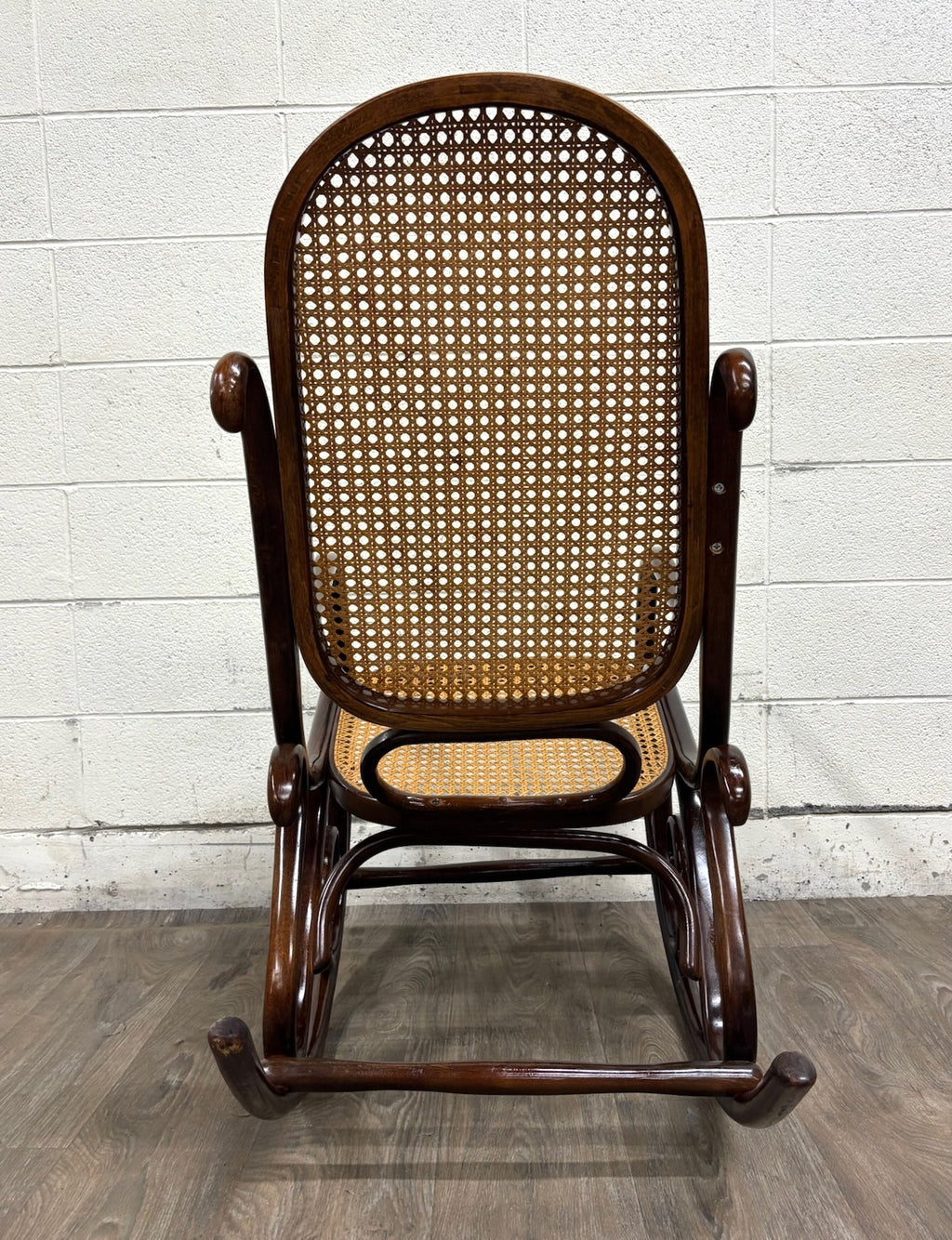 Vintage Thonet Style Bentwood Beechwood Cane Seat Cane Back Rocking Chair