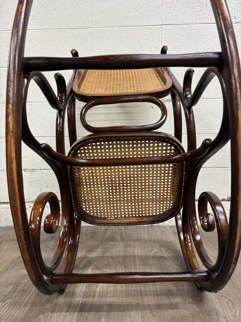 Vintage Thonet Style Bentwood Beechwood Cane Seat Cane Back Rocking Chair
