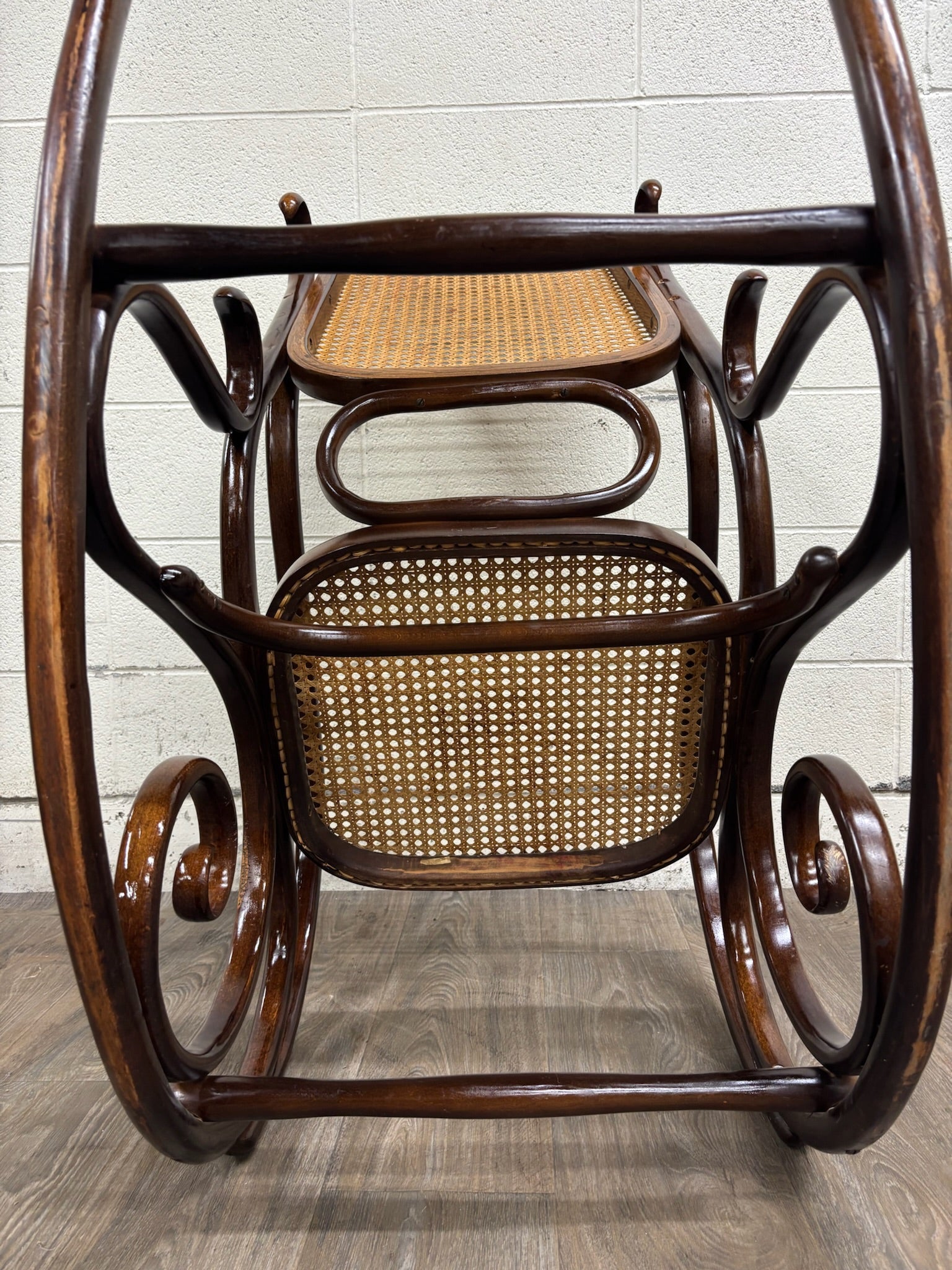Vintage Thonet Style Bentwood Beechwood Cane Seat Cane Back Rocking Chair