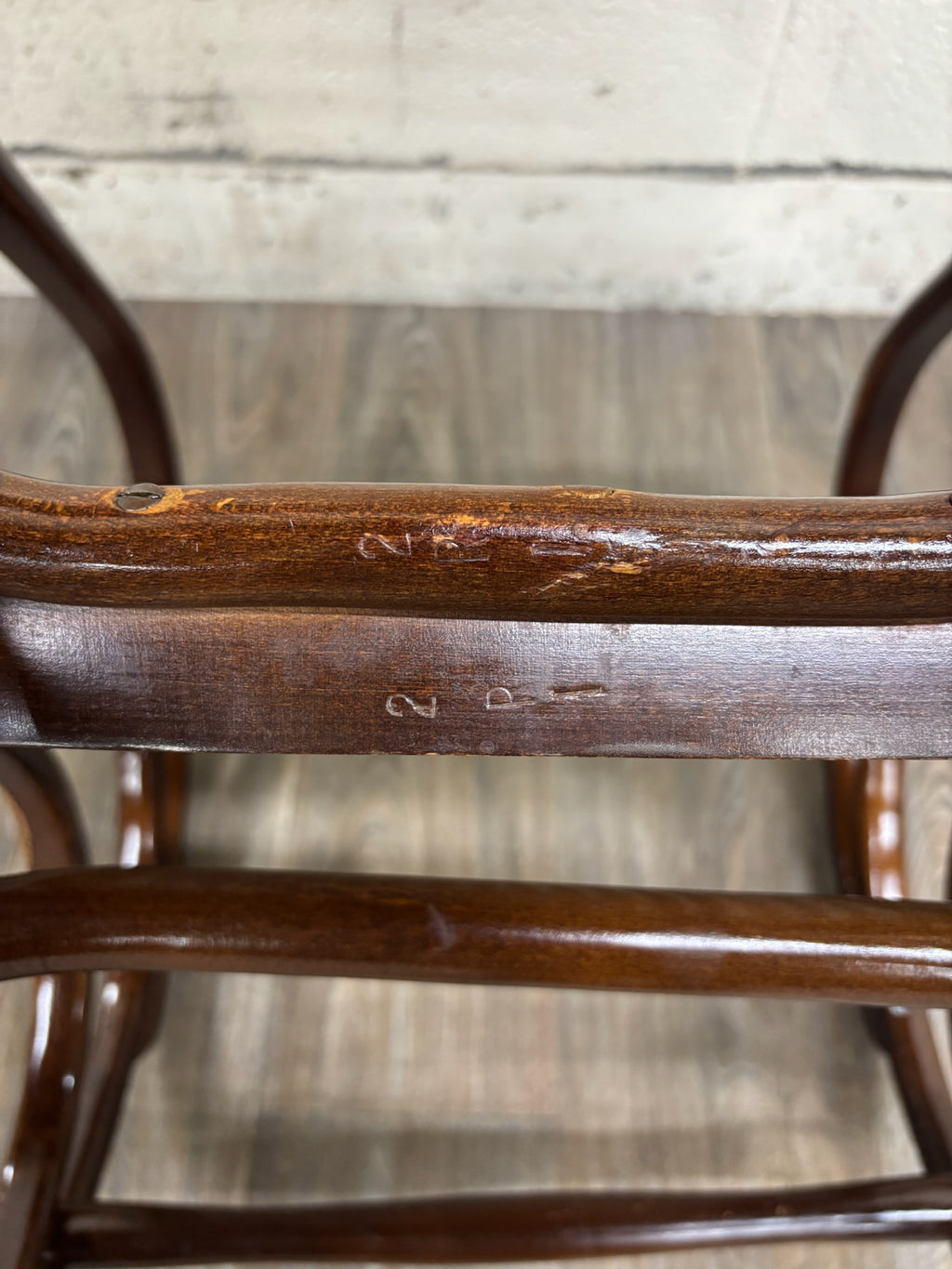 Vintage Thonet Style Bentwood Beechwood Cane Seat Cane Back Rocking Chair