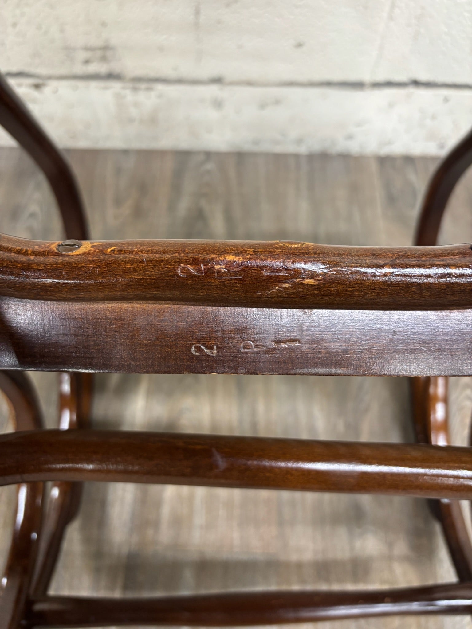 Vintage Thonet Style Bentwood Beechwood Cane Seat Cane Back Rocking Chair