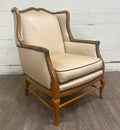 Vintage Country French Fruitwood Upholstered Wingback Chair
