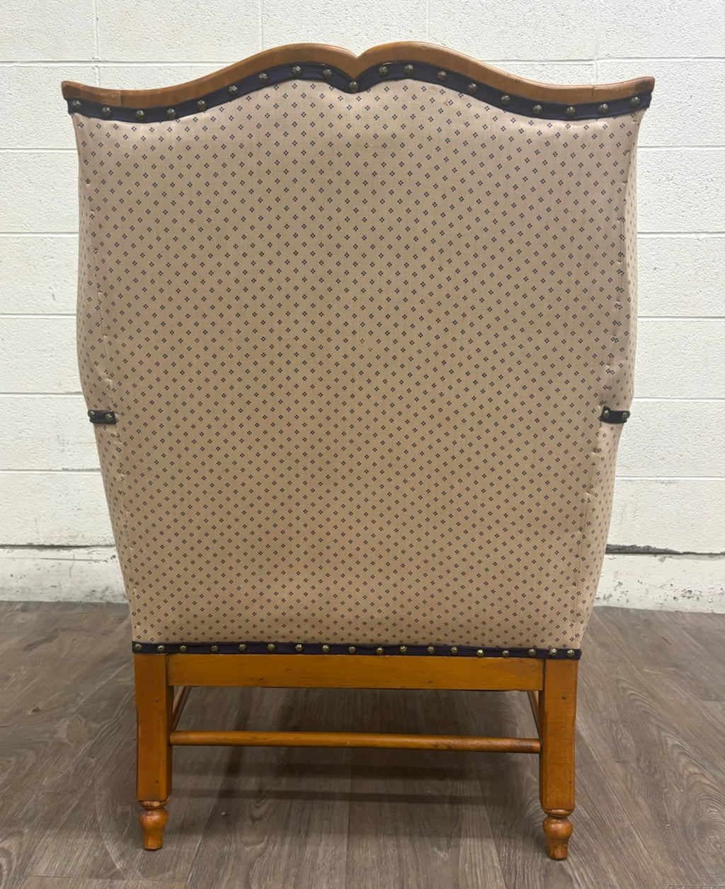 Vintage Country French Fruitwood Upholstered Wingback Chair