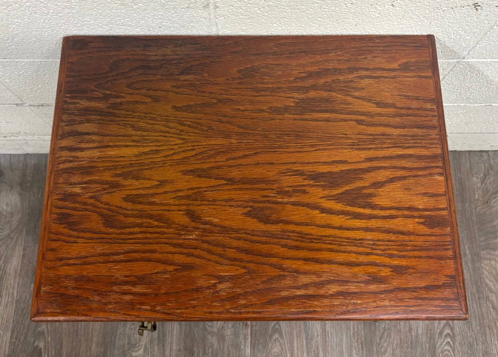 Vintage White Clad American Country Oak Icebox Cabinet Side Table Nightstand