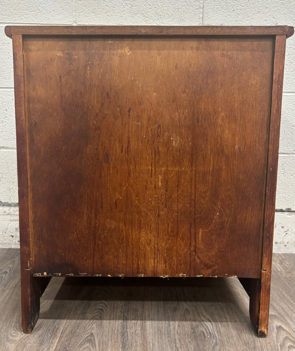 Vintage White Clad American Country Oak Icebox Cabinet Side Table Nightstand
