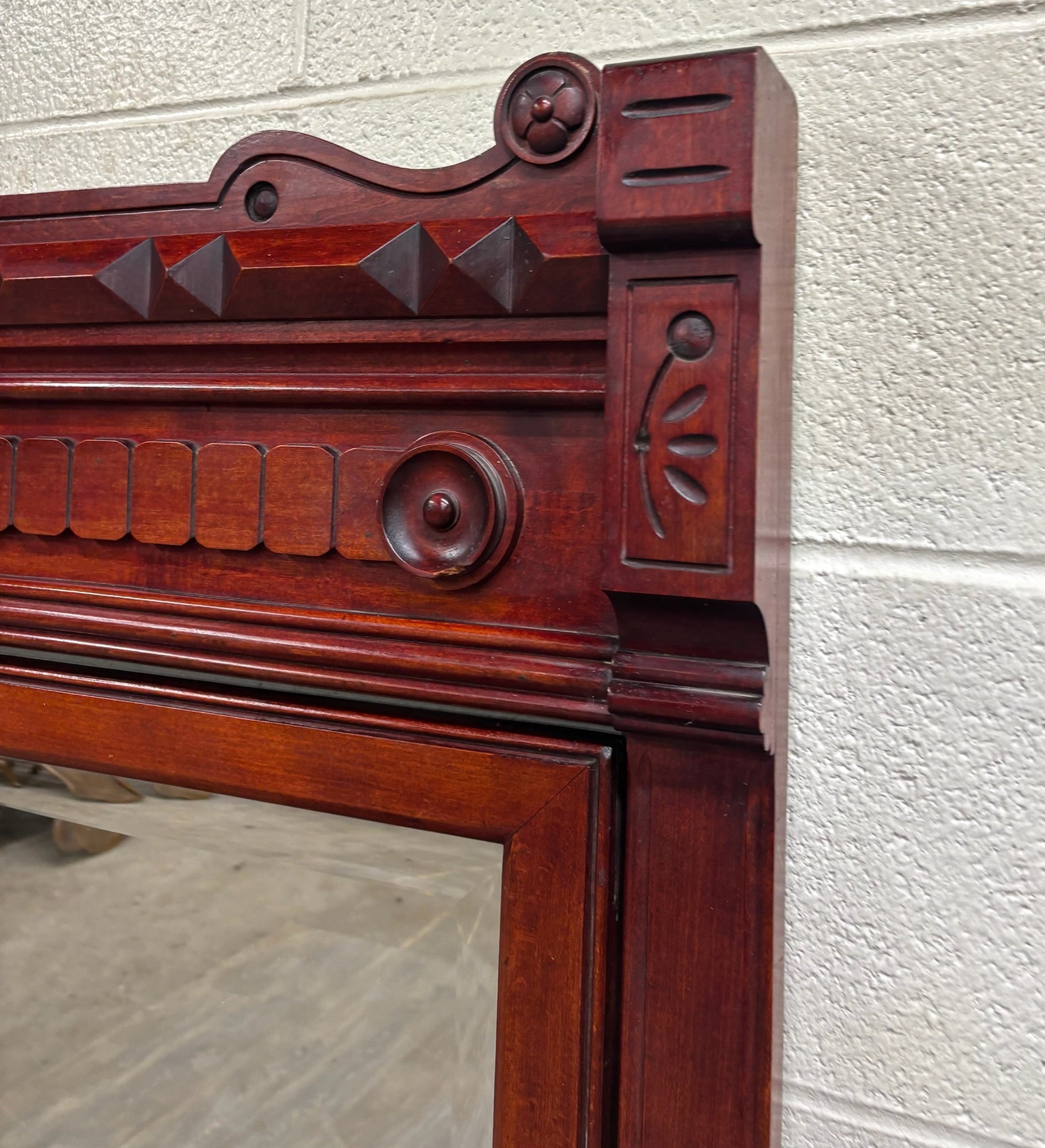 Antique Victorian Eastlake Marble Top Walnut Dresser with Mirror