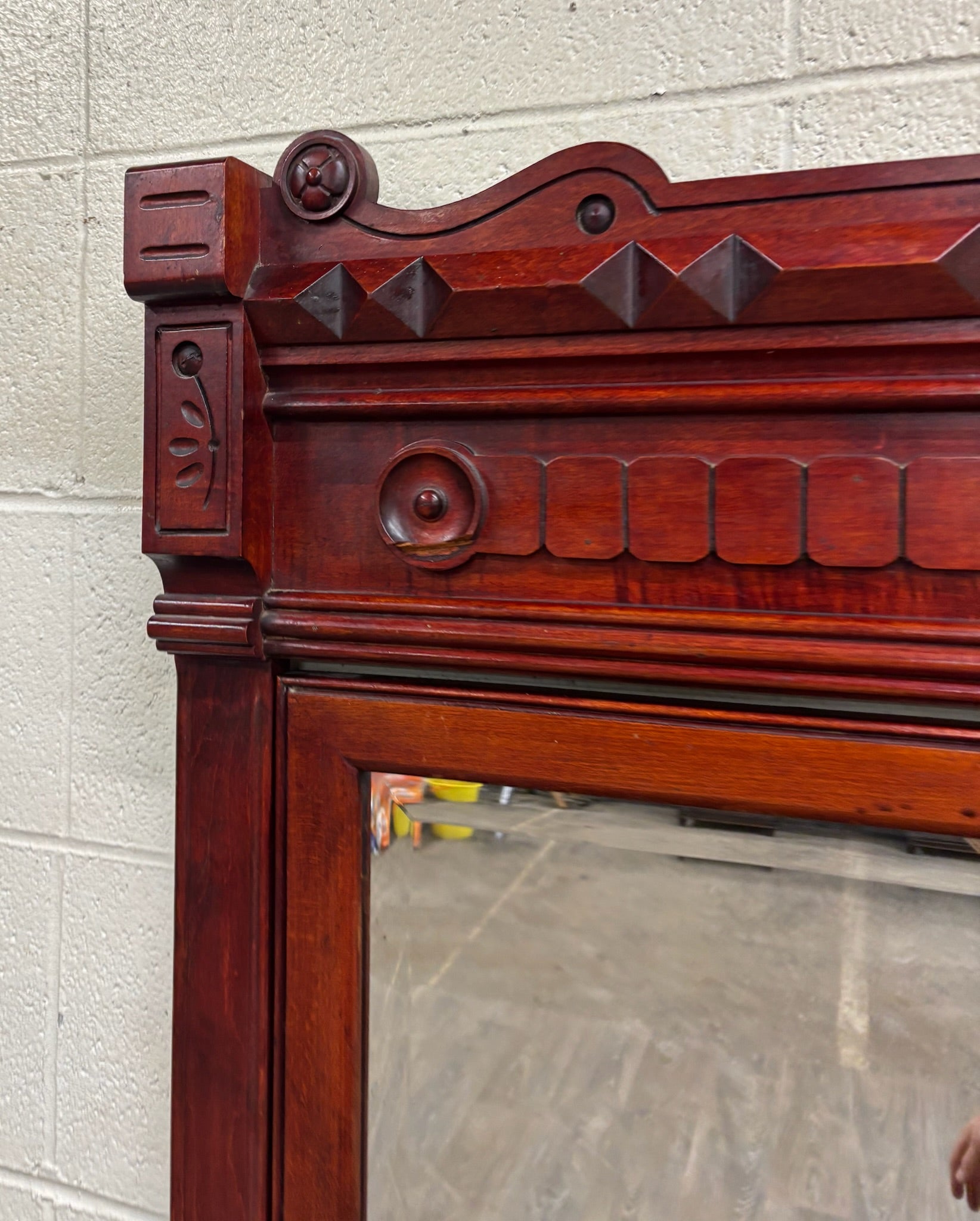 Antique Victorian Eastlake Marble Top Walnut Dresser with Mirror
