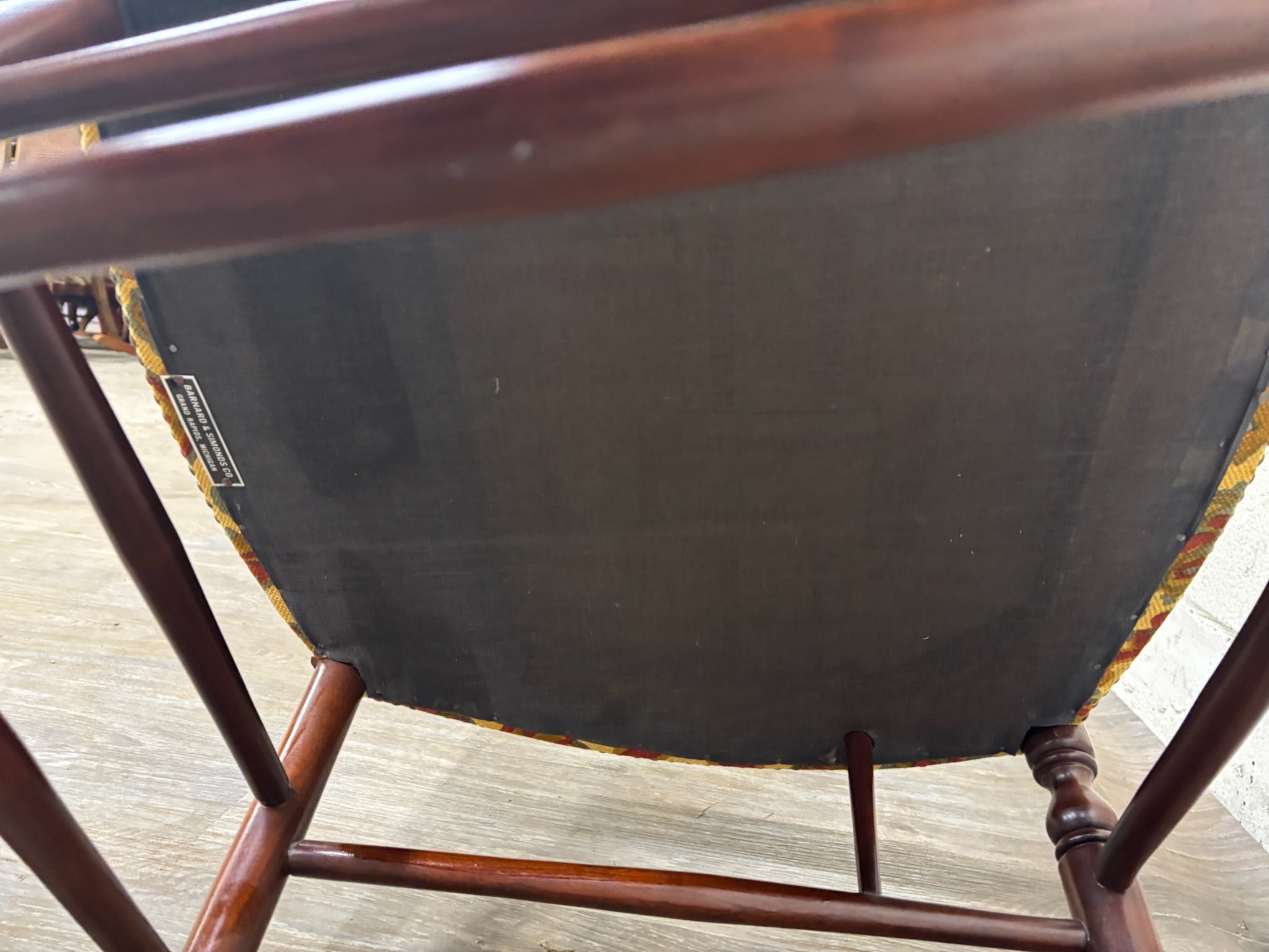 Vintage 1960s Barnard & Simonds Co. Louis XIII Style Upholstered Armchair