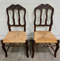 Antique French Provincial Ladder Back Rush Seat Side Chairs
