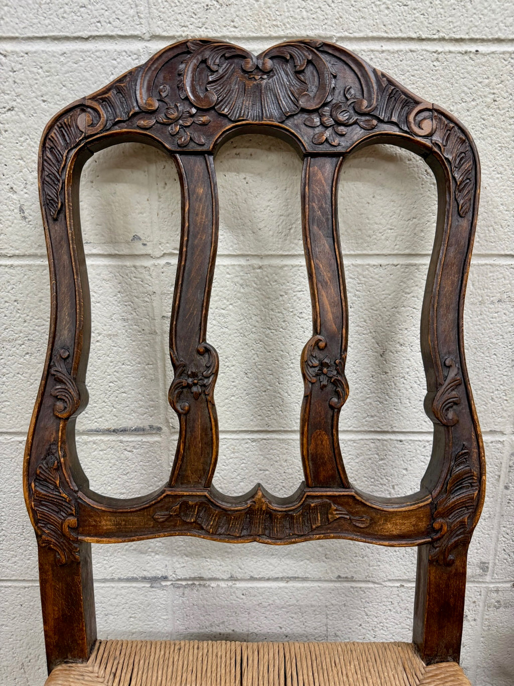 Antique French Provincial Ladder Back Rush Seat Side Chairs