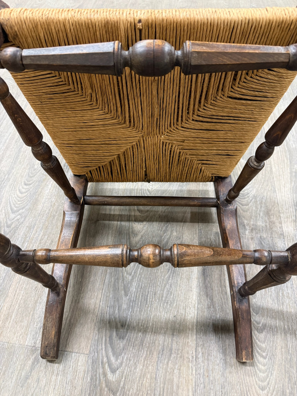 Antique French Provincial Ladder Back Rush Seat Side Chairs