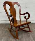 Vintage Colonial or Queen Anne Style Solid Maple Balloon Back Rocking Chair