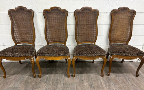 Vintage French Provincial Louis XV Style Caned Back Dining Chairs - Set of 4