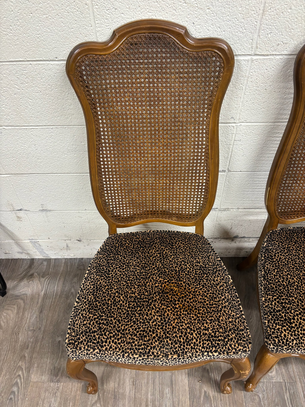 Vintage French Provincial Louis XV Style Caned Back Dining Chairs - Set of 4