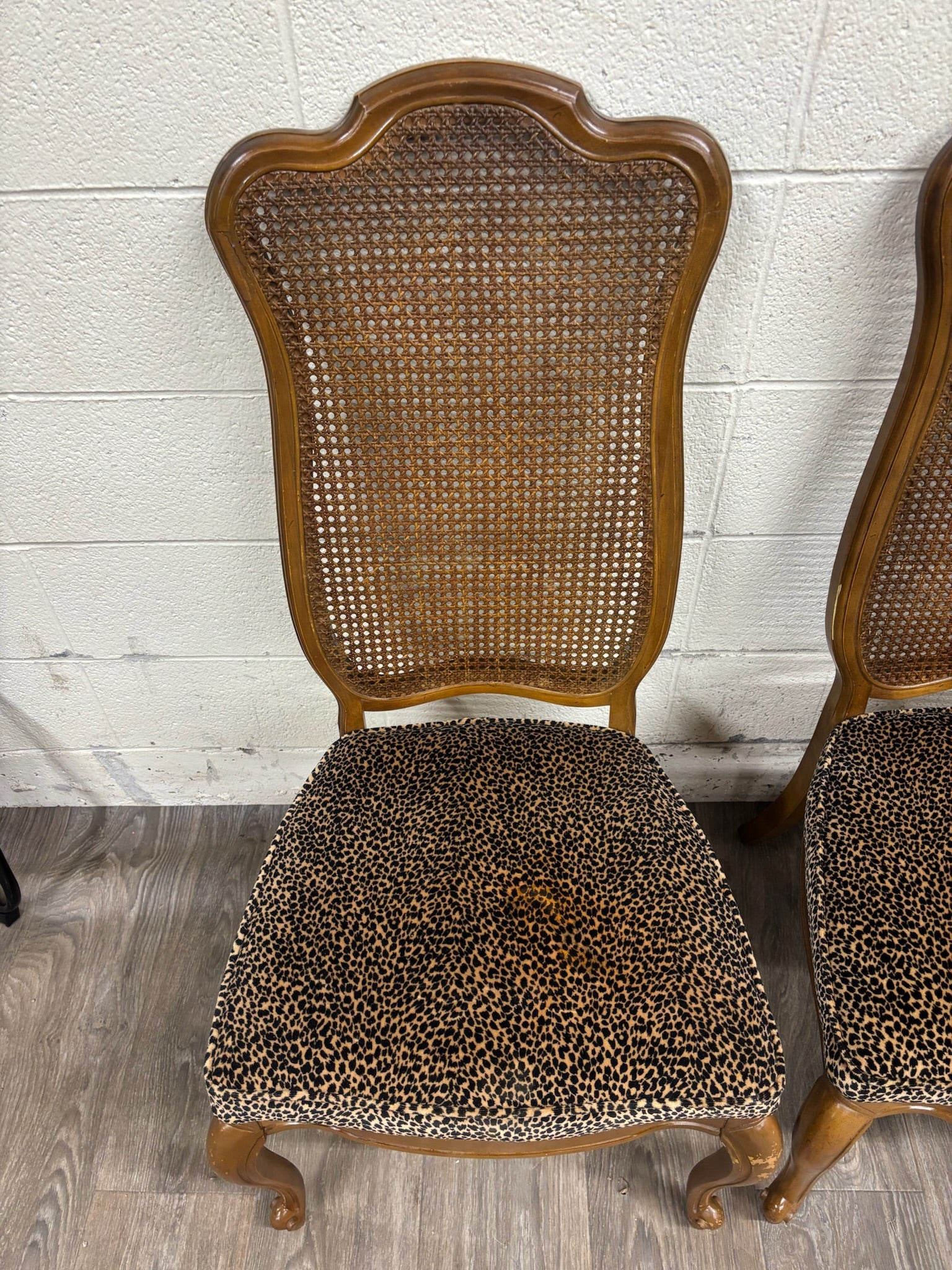 Vintage French Provincial Louis XV Style Caned Back Dining Chairs - Set of 4