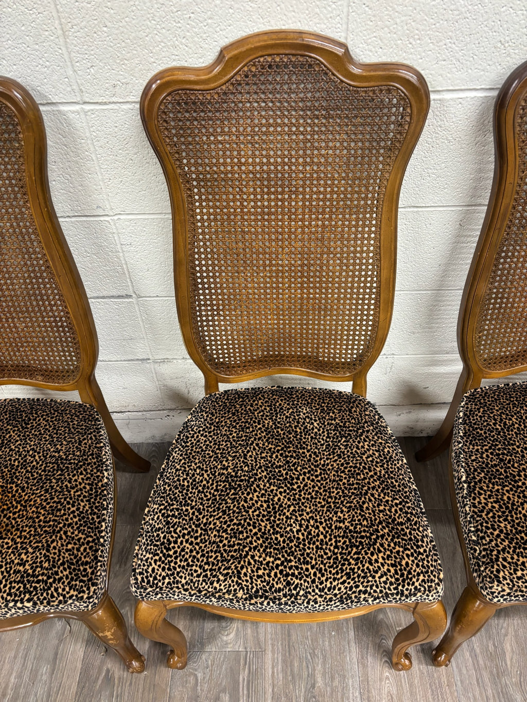 Vintage French Provincial Louis XV Style Caned Back Dining Chairs - Set of 4