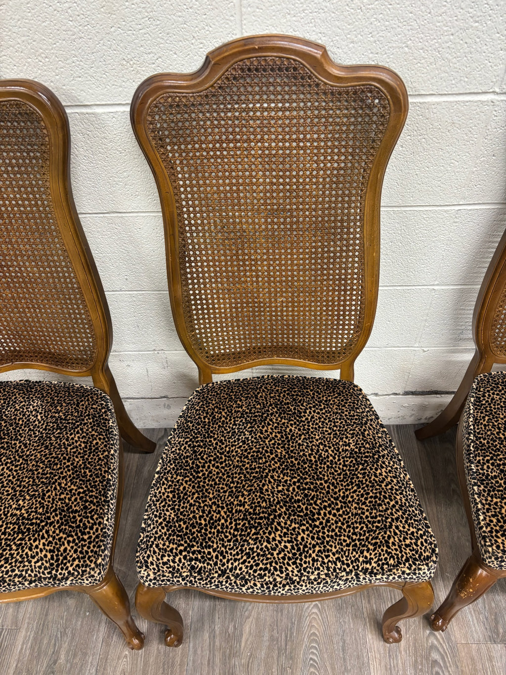 Vintage French Provincial Louis XV Style Caned Back Dining Chairs - Set of 4