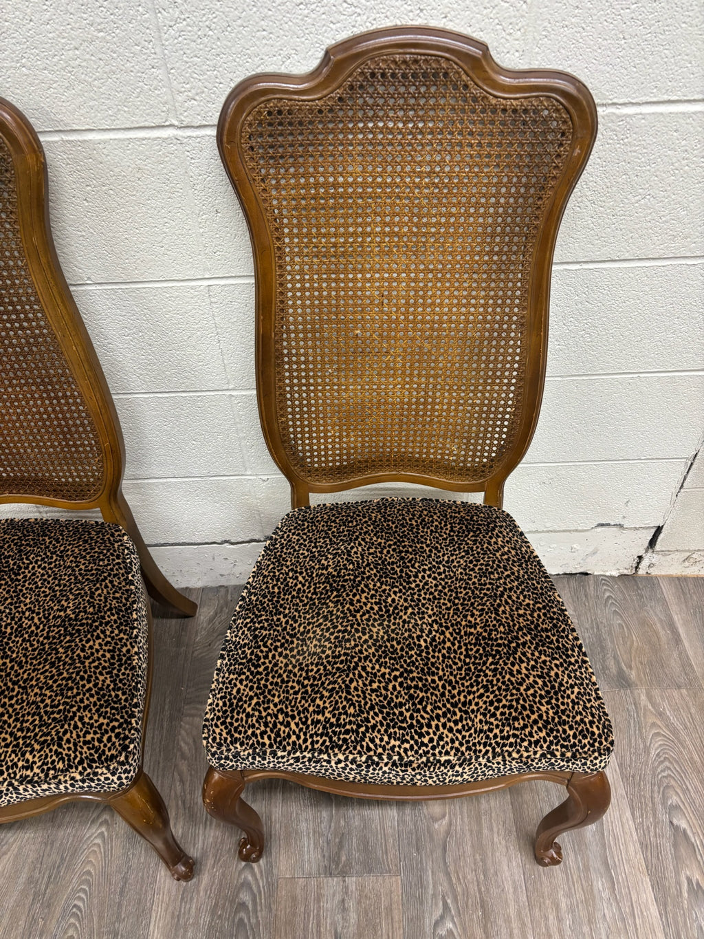 Vintage French Provincial Louis XV Style Caned Back Dining Chairs - Set of 4