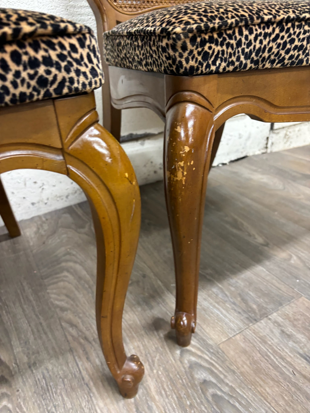 Vintage French Provincial Louis XV Style Caned Back Dining Chairs - Set of 4