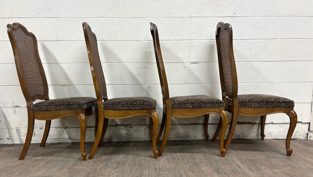 Vintage French Provincial Louis XV Style Caned Back Dining Chairs - Set of 4