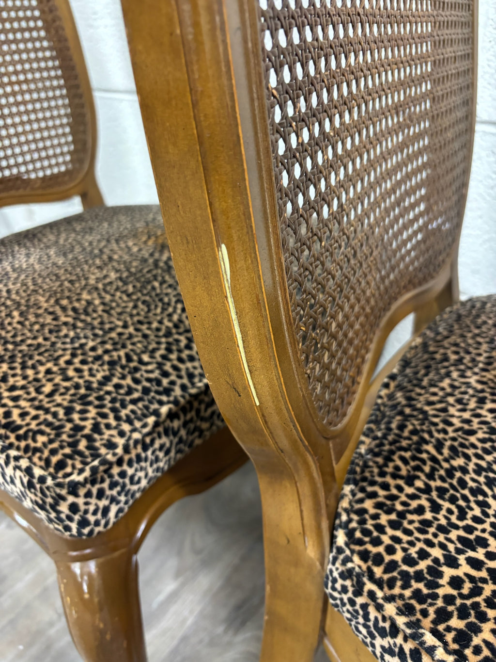 Vintage French Provincial Louis XV Style Caned Back Dining Chairs - Set of 4